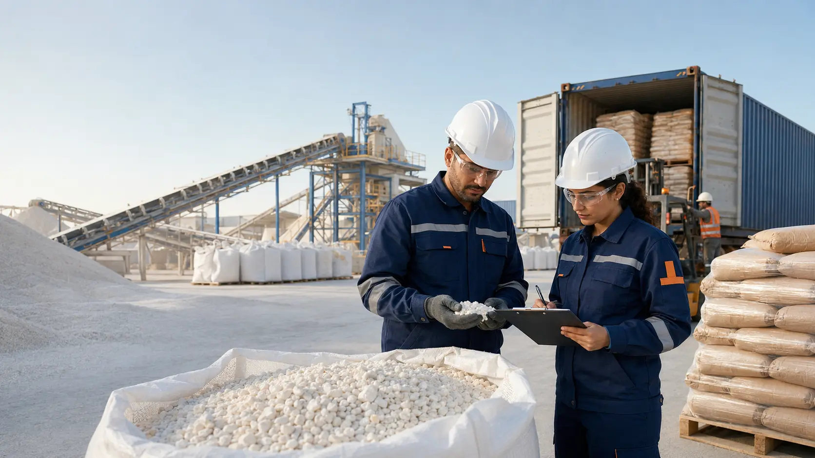 Biliton industrial mineral inspection, packing and export operations