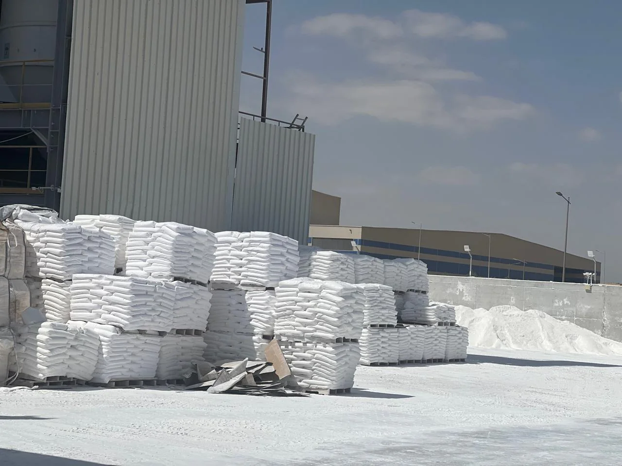 Palletised mineral bags ready for dispatch planning