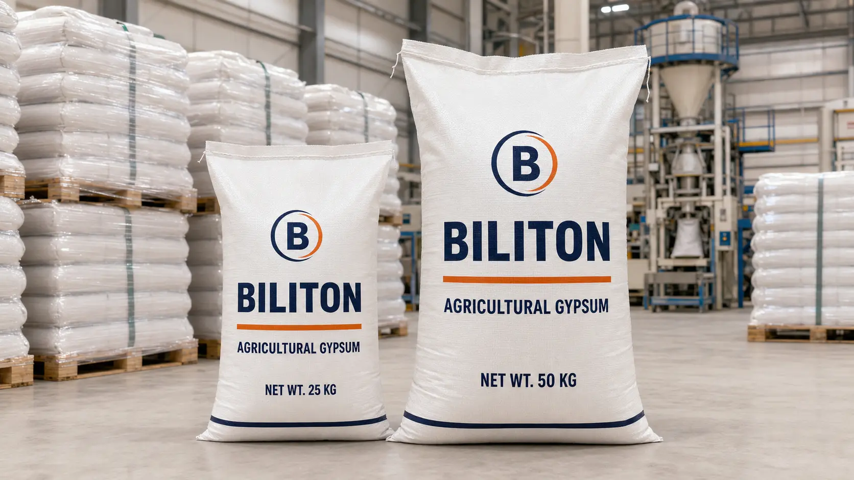 Biliton agricultural gypsum in branded 25 kg and 50 kg export bags